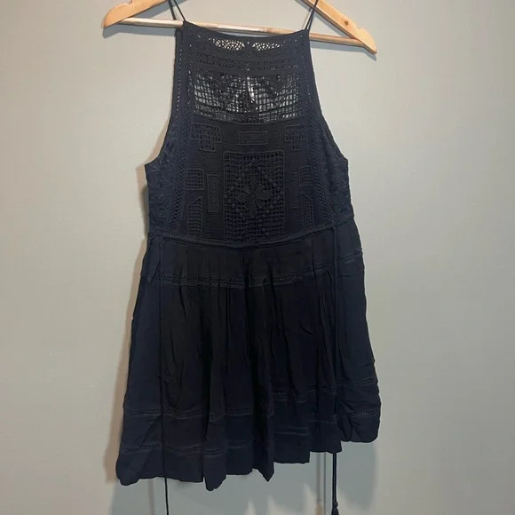 Free People Black Crochet Backless Dress - Picture 3 of 7